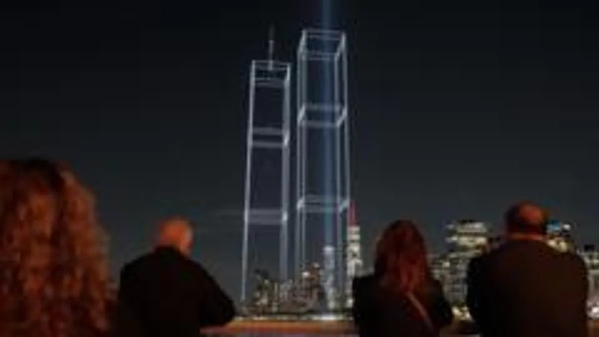 Drone display recreates the Twin Towers over New York City